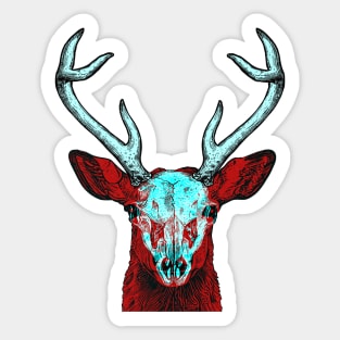 Deer Skull Interactive Red&Blue Filter T-Shirt #2 Sticker